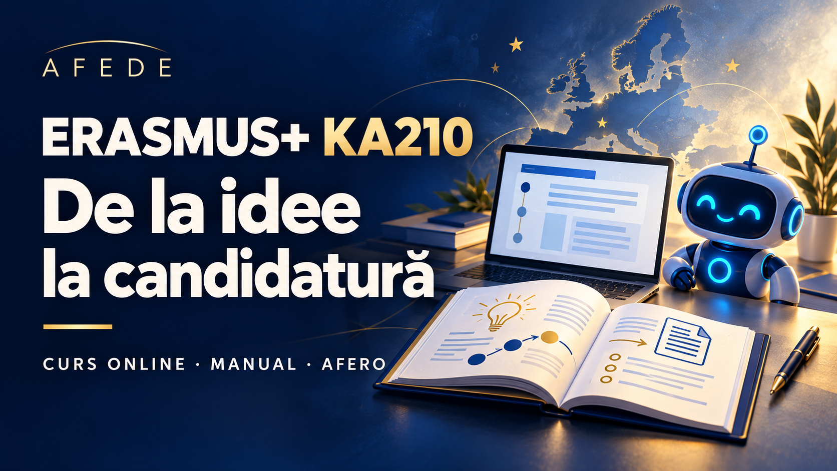 Curs online, manual și AFERO — Erasmus+ KA210, de la idee la candidatură
