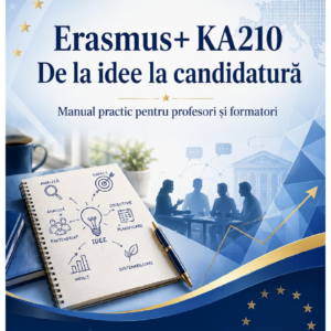 Coperta manualului Erasmus+ KA210: De la idee la candidatură, de Mihaela Sandu